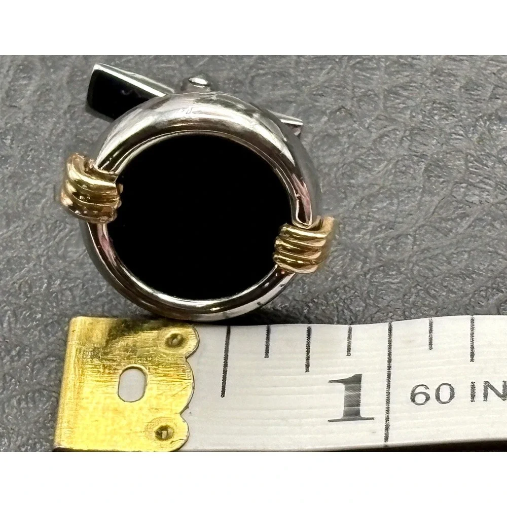 Vintage DOLAN BULLOCK Sterling Silver & 14K Mixed Metal Black Onyx Cufflinks
